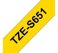Original Brother TZES651 24mm Strong Adhesive Tape Black on Yellow