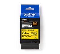 Original Brother TZES651 24mm Strong Adhesive Tape Black on Yellow