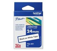 BROTHER TZE251 24MM BLACK ON WHITE TAPE