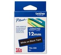 BROTHER TZE335 12MM WHITE ON BLACK TAPE