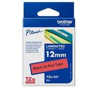 BROTHER TZE431 12MM BLACK ON RED TAPE