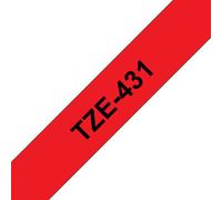 Brother TZE-431 TZE431 Black on Red Tape Laminated 12mm 8m Label PTouch Genuine