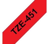 Brother P-Touch TZe Laminated Tape 24mm x 8mm Black on Red TZE451
