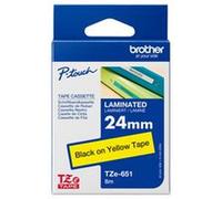 BROTHER TZE651 24MM BLACK ON YELLOW TAPE