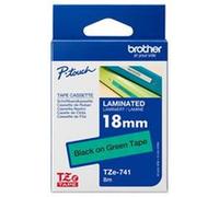 BROTHER TZE741 18MM BLACK ON GREEN TAPE