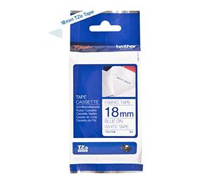 Brother TZeFA4 Original TZe Iron-On Tape, 18mm Wide, Blue/White