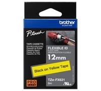 BROTHER TZEFX631 FLEXI TAPE 12MM BLACK ON YELLOW TZEFX631