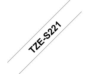 Brother TZES221 Labelling Tape Cassette - Black on White, 9mm