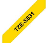 Original Brother TZES631 12mm Strong Adhesive Tape Black on Yellow
