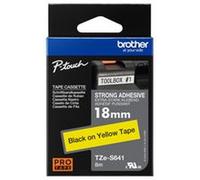 BROTHER TZES641 TAPE, 18MM BLK/YEL SELF ADHESIVE