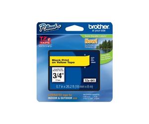 Brother TZES641 TZe Extra-Strength Adhesive Laminated Labeling Tape 3/4w Black on Yellow