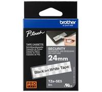 BROTHER TZESE5 24MM BLACK ON WHITE SECURITY TAPE