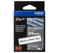 BROTHER TZESL251 24MM BLACK ON WHITE SELF LAMINATING TAPE