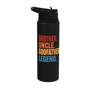 Brother Uncle Godfather Legend Funny Baptism Proposal Men Stainless Steel Insulated Water Bottle
