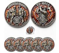 Brotherhood Firefighter Challenge Coin, Firefighter Challenge Coin, Skull & Axes Design Commemorative Coin for Brotherhood, Retired Fireman Dad Funny Firefighter Gift (5 Pcs)