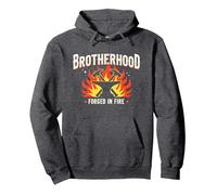 Brotherhood Forged in Fire Blacksmith Graphic, Pullover Hoodie, Adult Unisex, Dark Heather Grey, S