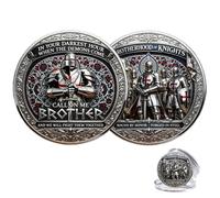 Brotherhood of Knights Challenge Coin - "Call On Me Brother" Inspirational Token, Double-Sided Medieval Armor Commemorative Coin, Gift for Veterans, Friends & Clubs (1pc)