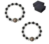 Brotherhood of Knights Honor and Faith Volcanic Stone Bracelet | Lava Bead Diffuser Bracelet with Shield and Cross Design, Yoga, Meditation and Stress Relief Accessory, for Dads, Women