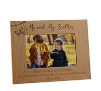 Brothers and Sisters Siblings Personalised Photo Frame, Oak Wood with Love Hearts Branch Design, Multiple Sizes Portrait and Landscape Display, Wall Mount and Desktop Stand (Me and My Brother)