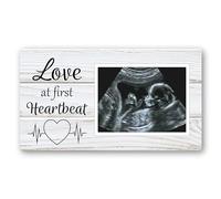 Brothers Bench Love at First Heartbeat Ultrasound Picture Frames Fridge Magnet, Rustic Keepsake Sonogram Frame, Nursery New Mom Gifts, Baby Shower Newborn Essentials, Protective Photo Frame