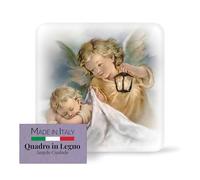 Brothers Bonella - Support Picture with Guardian Angel - Shaped Wooden Picture with Gift Box - Religious Ornament 10 x 10 cm