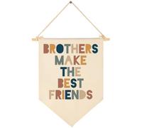 Brothers Make the Best Friends Canvas Pennant Banner, Nursery Wall Decor for Baby Boy Boys Room, Kids Playroom Bedroom Hanging Flag Sign, Reading Nook Wall Art, Birthday Gift