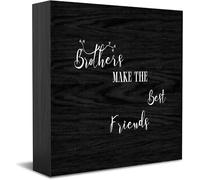 Brothers Make The Best Friends Wooden Box Sign Decorative Funny Office Wood Box Sign Home Office Decor Rustic Farmhouse Square Desk Decor Sign For Shelf 5 X 5 Inches