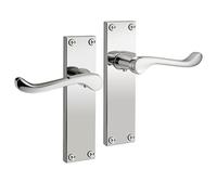 Brotima Polished Chrome Victorian Scroll Door Handles-1 Pair, Polished Chrome Door Handles,Interior Passage Door Lever for Hallway
