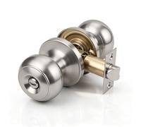 Brotima Satin Nickel Round Privacy Knob Set,Keyless Door Knob for Bedroom & Bathroom Internal Doors,Door Lock Set with Adjustable Latch (60mm/70mm)