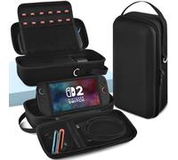 BROTOU Carry Case Compatible with Nintendo Switch 2, with 12 Game Card Slots, Built-in Stand, Protective Hard Shell Travel Carrying Case Pouch for Switch 2 Console, AC Charger Adapter & Accessories