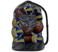 BROTOU Extra Large Football Net Bag, 10-15 Ball Drawstring Storage Mesh Bags with Shoulder Strap for Basketball Volleyball Soccer Rugby Net Ball Training, 30" x 40"