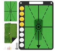 BROTOU Golf Hitting Mat with Swing Path Detection - Analyse Swing Path, Correct Stance & Posture, Dual Turf Golf Practice Mat, Rubber Base & Ball Tray, for Indoor Outdoor Golf Training (Velvet Mat)