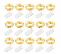 BROTOU LED String Lights, 2M 20 LED Battery Operated Fairy Lights, Waterproof Silver Plated Copper Wire Lights for in/Outdoor Decor, Christmas, Halloween, Valentine, Birthday (Warm White, 15 Pack)