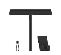 BROTOU Silicone Shower Squeegee with Hook & Lanyard, Window Glass Scraper, Mirror Screen Wiper Blade, Multi Cleaner Tool for Bathroom, Door, Car and Furniture (Black, 8 Inch)