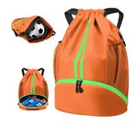 BROTOU Unisex Drawstring Backpack, Waterproof Gym Bag, Large Oxford PE Pack, Students School Backpack, Durable Sports Ball Bag, with Shoe Bag (A, Orange)