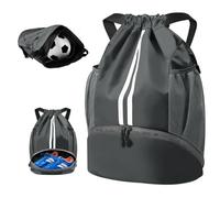 BROTOU Unisex Drawstring Backpack, Waterproof Gym Bag, Large Oxford PE Pack, Students School Backpack, Durable Sports Ball Bag, with Shoe Bag (A, Dark Grey)