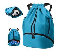 BROTOU Unisex Drawstring Backpack, Waterproof Gym Bag, Large Oxford PE Pack, Students School Backpack, Durable Sports Ball Bag, with Shoe Bag (A, Azure Blue)