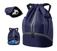 BROTOU Unisex Drawstring Backpack, Waterproof Gym Bag, Large Oxford PE Pack, Students School Backpack, Durable Sports Ball Bag, with Shoe Bag (A, Dark Blue)