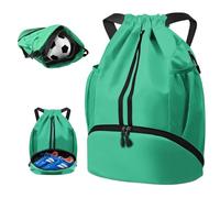 BROTOU Unisex Drawstring Backpack, Waterproof Gym Bag, Large Oxford PE Pack, Students School Backpack, Durable Sports Ball Bag, with Shoe Bag (A, Mint Green)