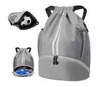 BROTOU Unisex Drawstring Backpack, Waterproof Gym Bag, Large Oxford PE Pack, Students School Backpack, Durable Sports Ball Bag, with Shoe Bag (A, Silver Grey)