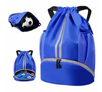 BROTOU Unisex Drawstring Backpack, Waterproof Gym Bag, Large Oxford PE Pack, Students School Backpack, Durable Sports Ball Bag, with Shoe Bag (A, Royal Blue)