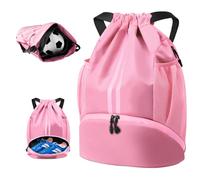 BROTOU Unisex Drawstring Backpack, Waterproof Gym Bag, Large Oxford PE Pack, Students School Backpack, Durable Sports Ball Bag, with Shoe Bag (A, Pink)