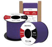 Brotree 2mm Paracord 3 Strands 15M 100% Nylon Rope Parachute Cord for Outdoor, Craft, DIY - 90kg Breaking Load (Purple)