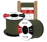 Brotree 2mm Paracord 3 Strands 15M 100% Nylon Rope Parachute Cord for Outdoor, Craft, DIY - 90kg Breaking Load (Army Green)