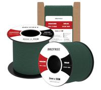 Brotree 2mm Paracord 3 Strands 15M 100% Nylon Rope Parachute Cord for Outdoor, Craft, DIY - 90kg Breaking Load (Dark Green)
