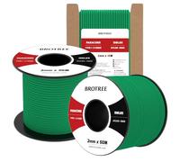 Brotree 2mm Paracord 3 Strands 15M 100% Nylon Rope Parachute Cord for Outdoor, Craft, DIY - 90kg Breaking Load (Jade Green)
