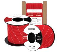 Brotree 2mm Paracord 3 Strands 15M 100% Nylon Rope Parachute Cord for Outdoor, Craft, DIY - 90kg Breaking Load (Reflective Red)