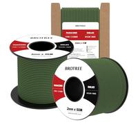 Brotree 2mm Paracord 3 Strands 15M 100% Nylon Rope Parachute Cord for Outdoor, Craft, DIY - 90kg Breaking Load (Forest Green)