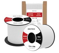 Brotree 2mm Paracord 3 Strands 15M 100% Nylon Rope Parachute Cord for Outdoor, Craft, DIY - 90kg Breaking Load (White)