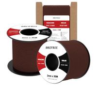 Brotree 2mm Paracord 3 Strands 15M 100% Nylon Rope Parachute Cord for Outdoor, Craft, DIY - 90kg Breaking Load (Chocolate Brown)